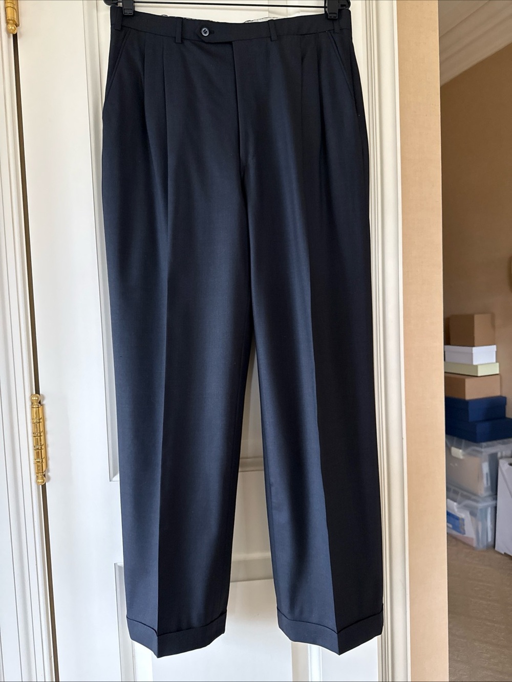 Ermenegildo Zegna Men’s Pleated & Cuffed  Charcoal gray wool Pants - 34W X 30L